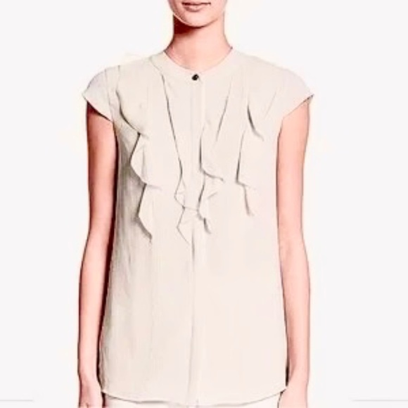St. John Tops - St. John Collection 100% Silk Cap Sleeve Ruffle Blouse Top Size small